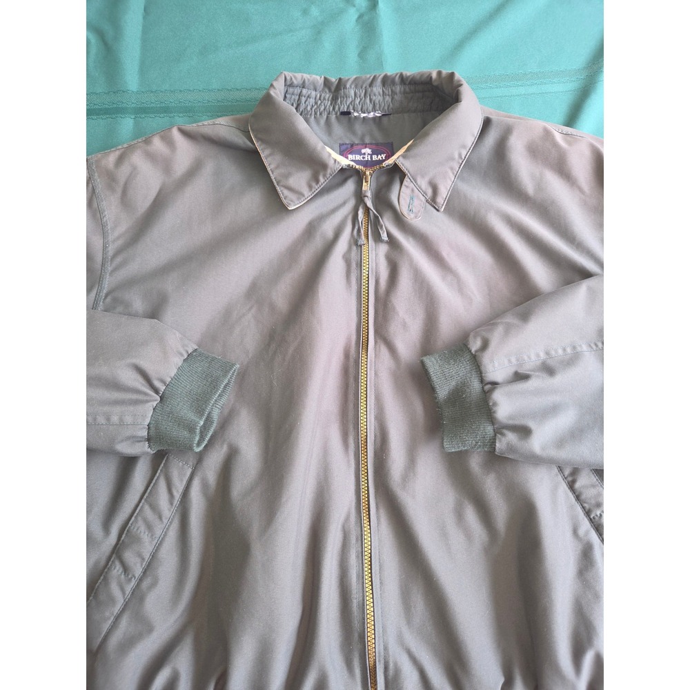 Birch Bay Mens XL Green Full Zip Bomber Jacket Lightweight Ribbed Trim RN 84310